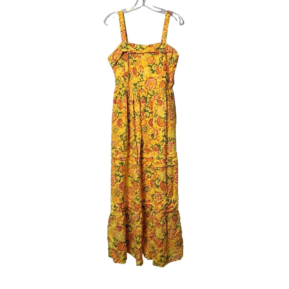 Band Of The Free Yellow Floral Maxi Dress 100% Viscose Women's M NWT Cottagecore